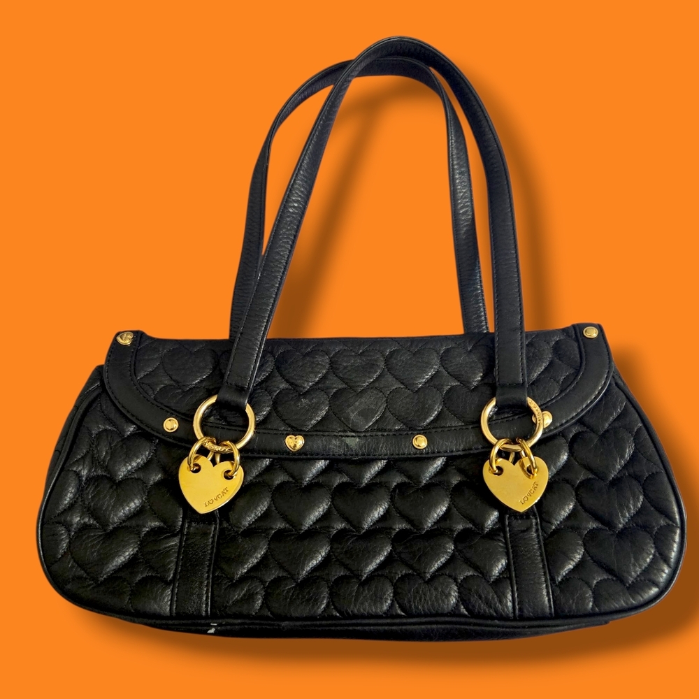 Lovecat Paris Black Quilted Leather Handbag with Gold Hardware☆SALE☆